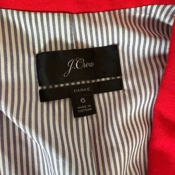 J. Crew Parke Blazer Women's 6 Red Wool blend Preppy Schoolboy Old Money Lined - Picture 2 of 14